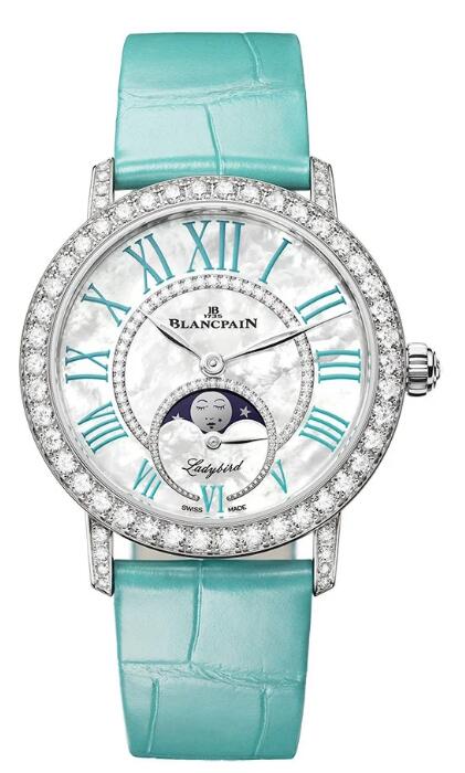 Review Blancpain Ladybird Colors Phase de Lune Replica Watch 3662A-1954-55 - Click Image to Close